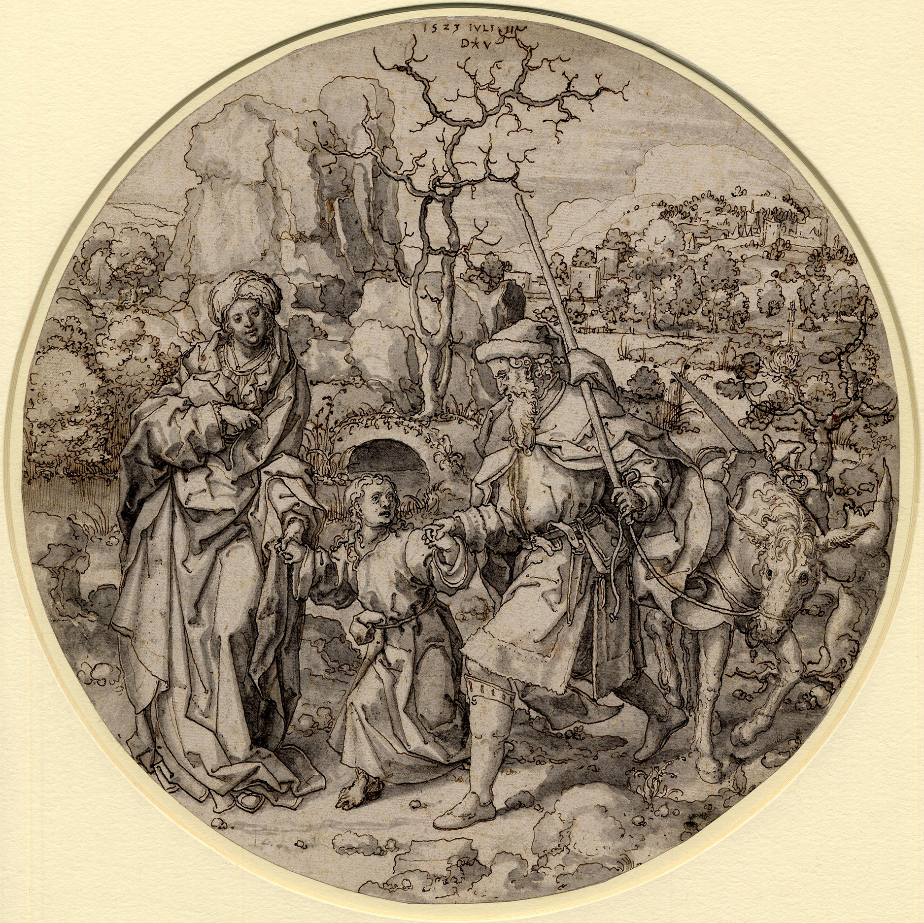 Dirck Vellert, The Return of the Holy Family from Egypt, pen, brown ink and brown wash on cream paper, dated 11 July 1523, London, British Museum