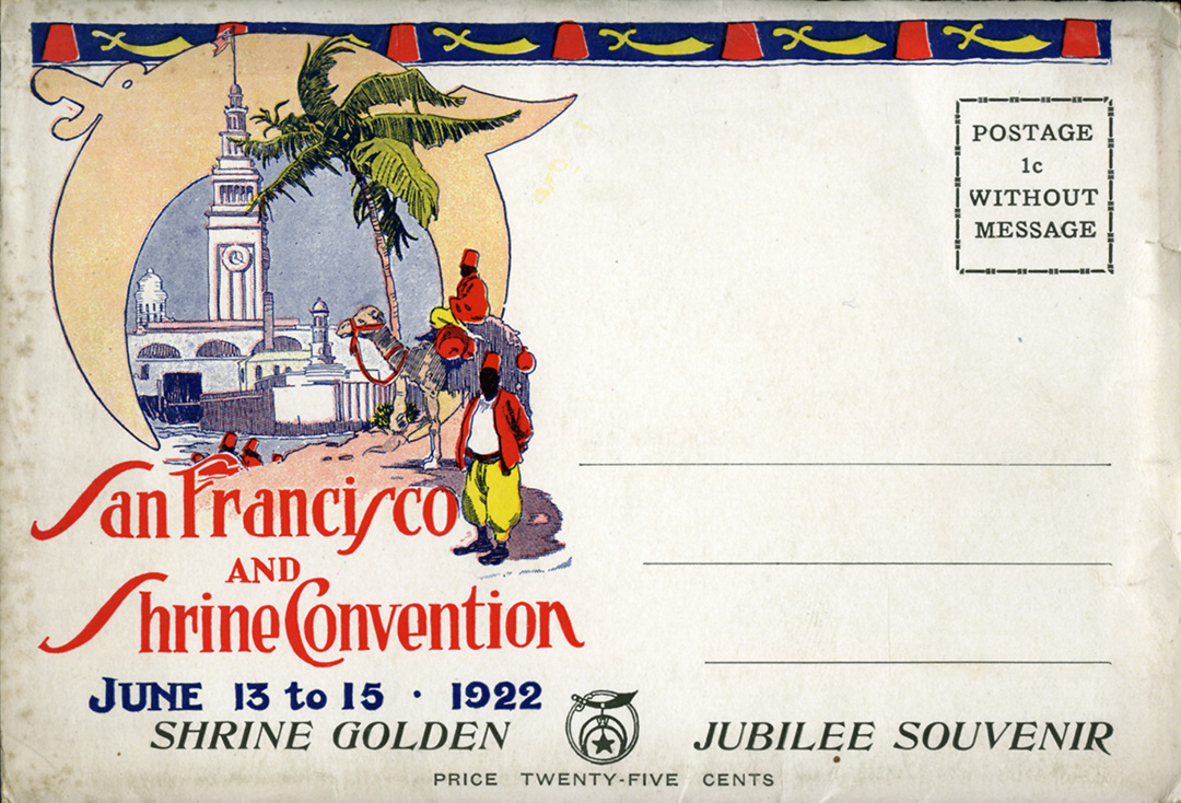 Shriners Souvenir Postcards 1922, envelope cover