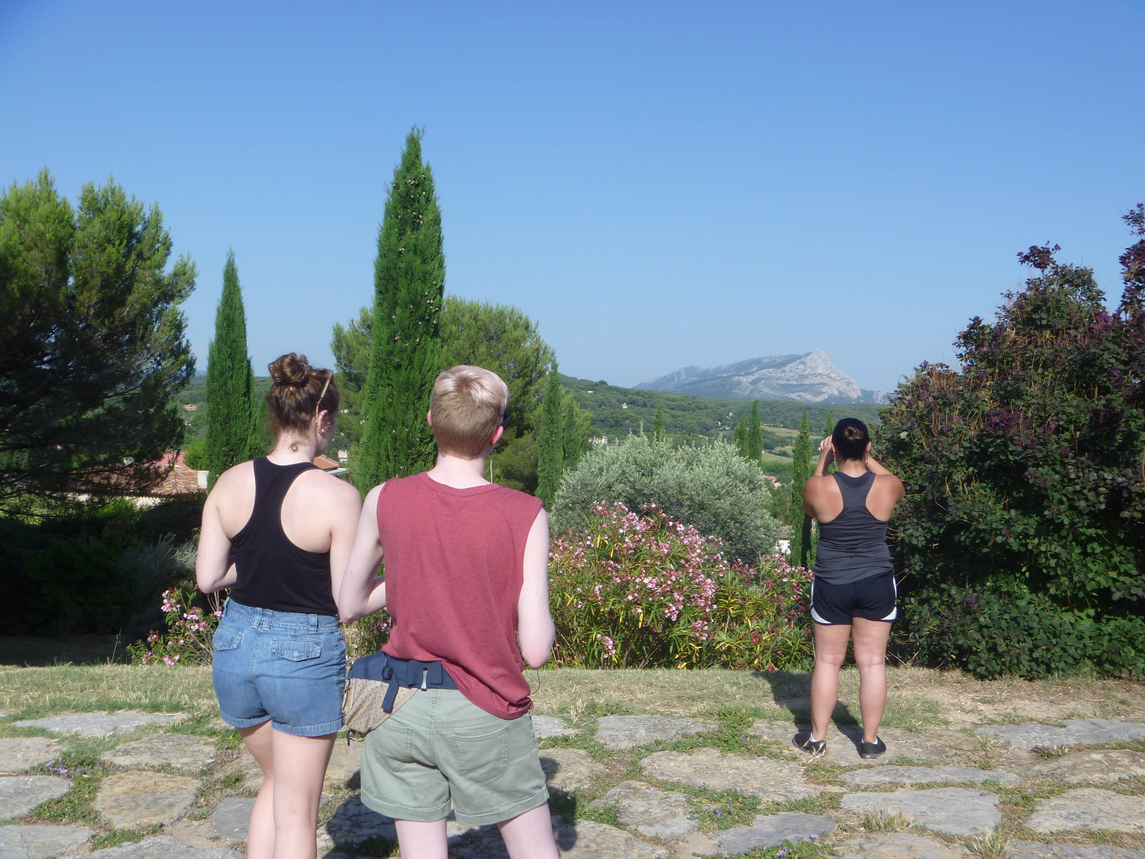 Art History Students in the landscape of Cézanne: View of Mont Ste. Victoire