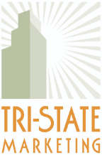 tri state marketing logo. a picture of a building with rays