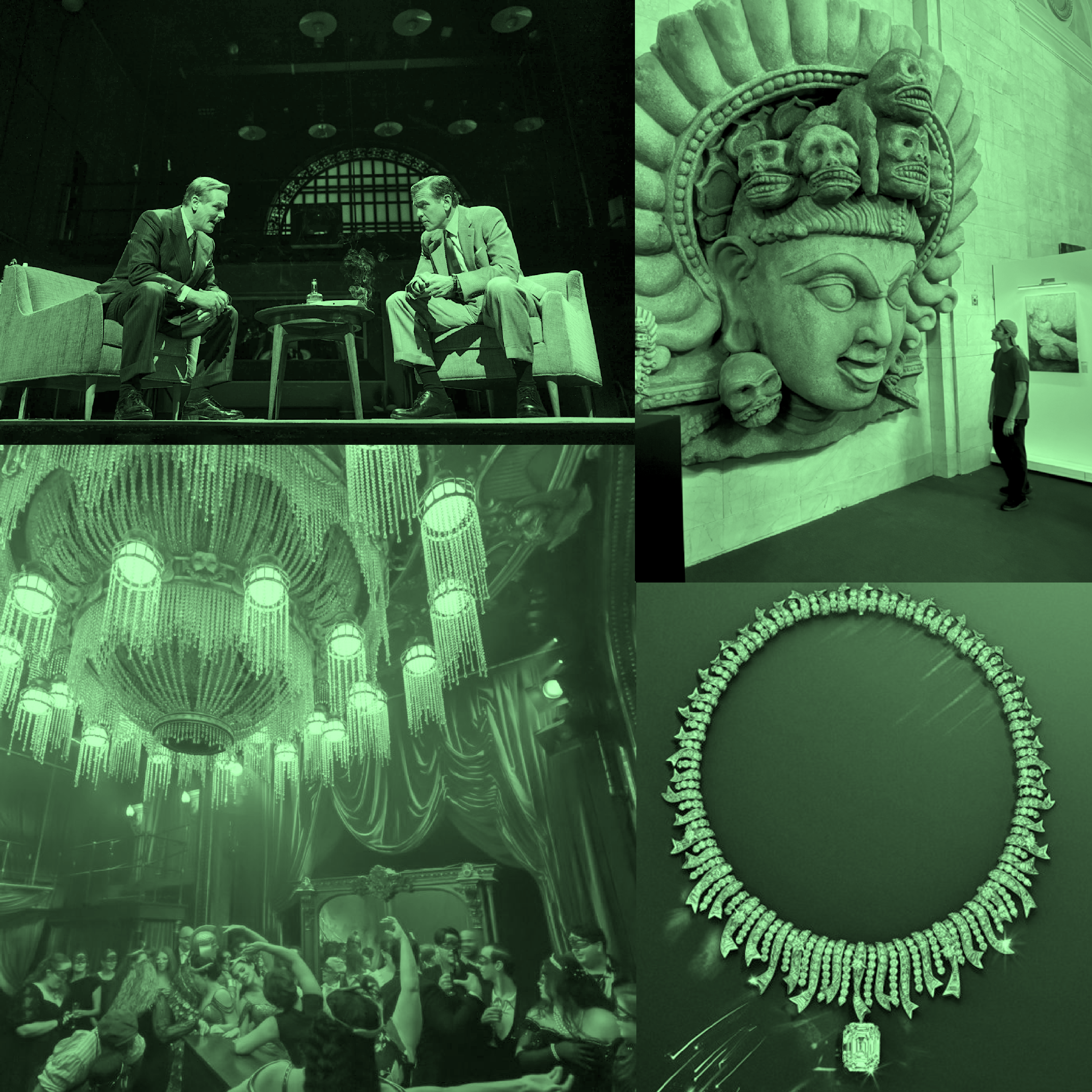 collage of images of work by alumni including jewelry, set design, exhibition design