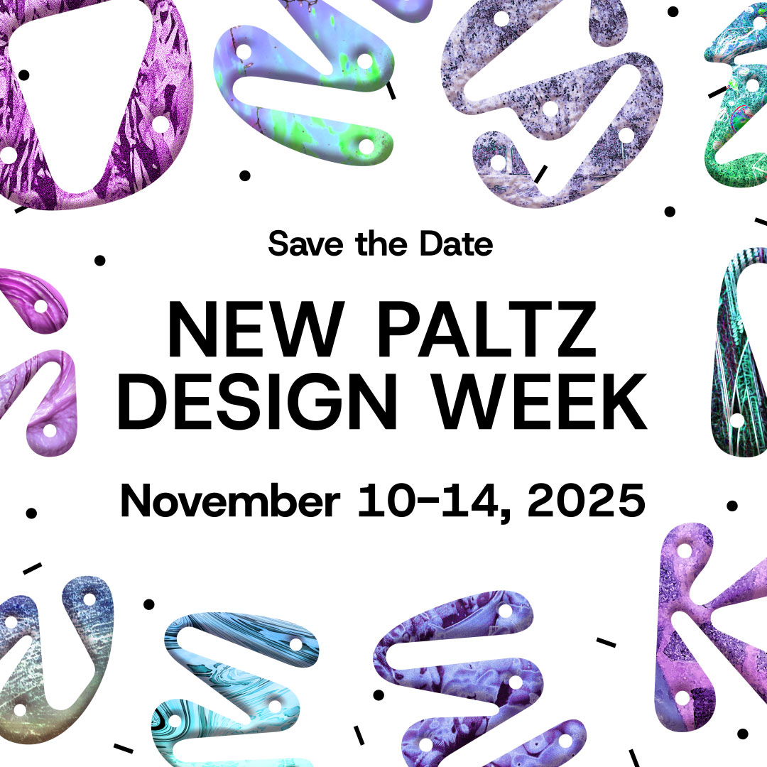 Design Week 2025 graphic with floating letters surrounding text that says