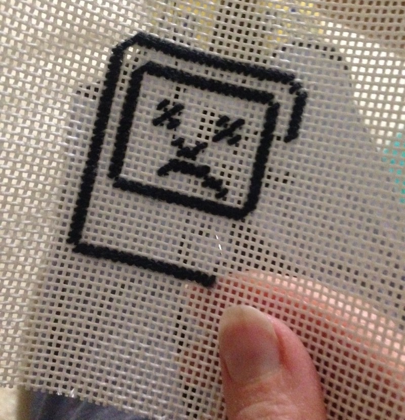 needlework of old mac computer sad face icon