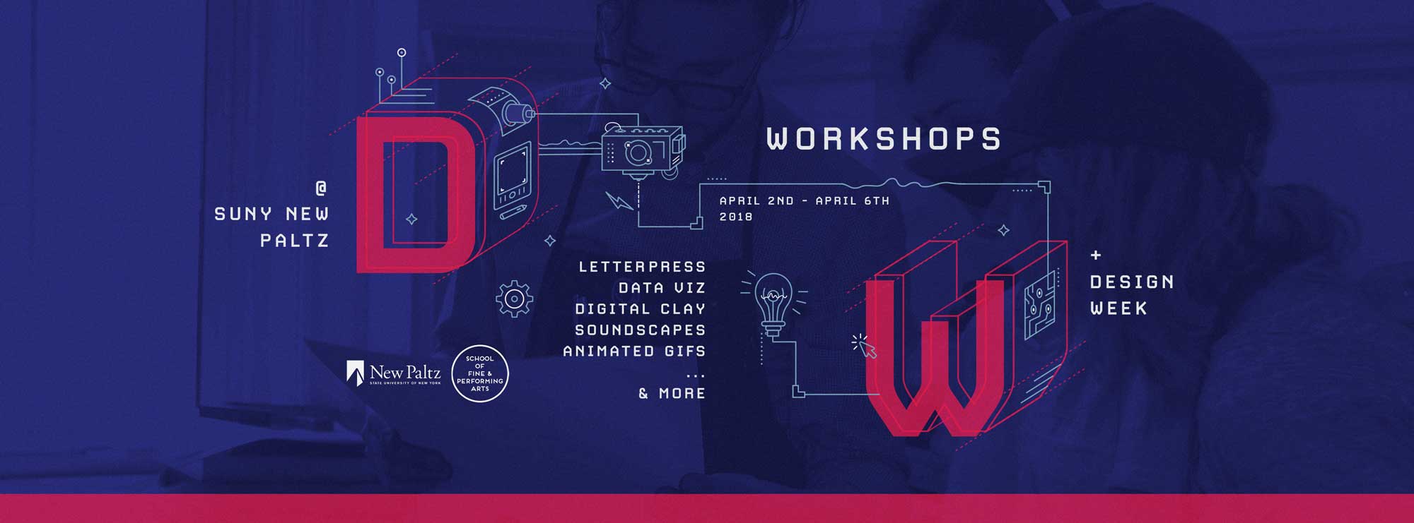 illustrated banner promoting the design week workshops