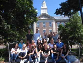 students in front of vh hall