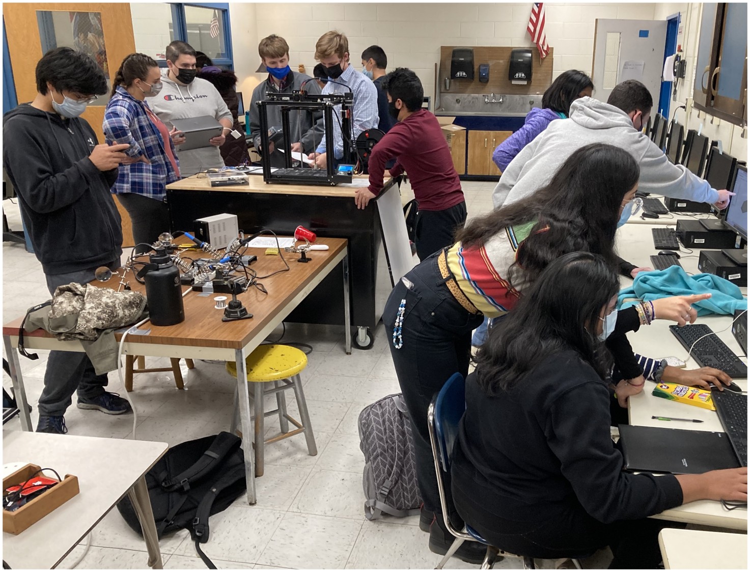 Engineering and education students at workshop implementations at high school robotics club (bi-weekly).