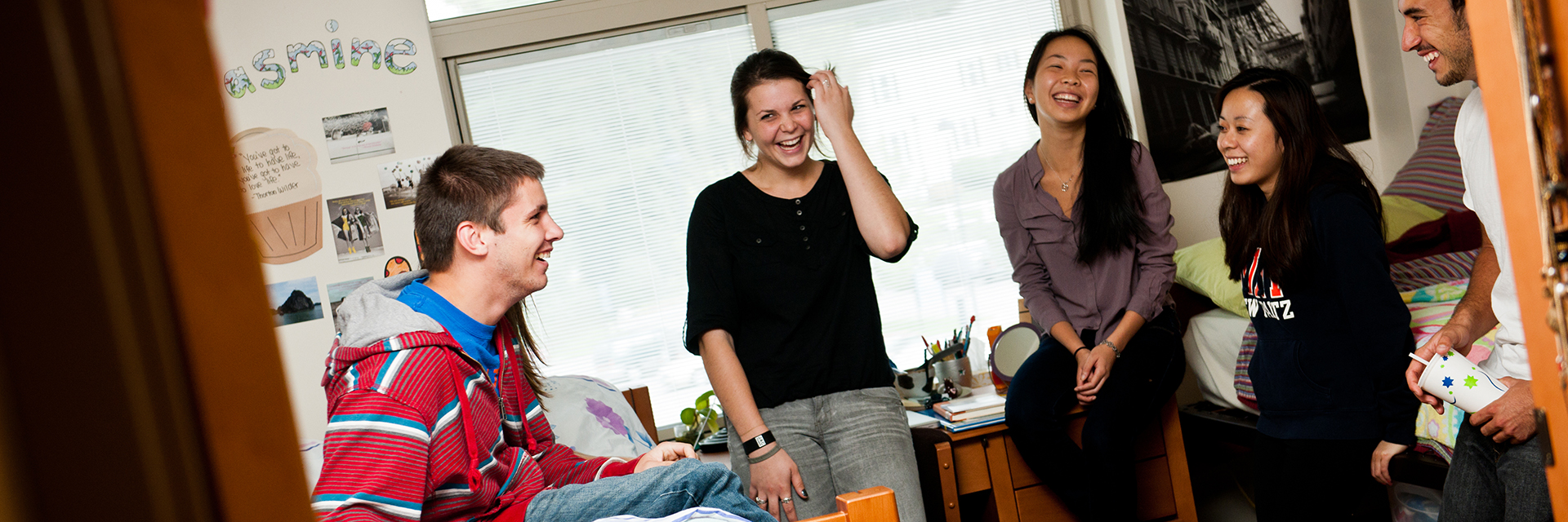 Students in a dorm room